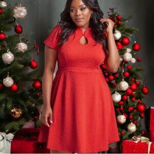 ModCloth Womens Red‎ High Society Style Dress Keyhole Neck Short Sleeve Size 3X